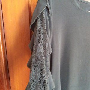 Cupio Green Boho Top with Lace detail